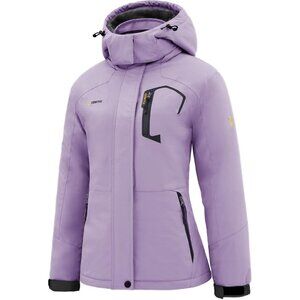 Women's Ice Purple Ski Snow Hooded Jacket Coat Snowboard Waterproof Winter Warm